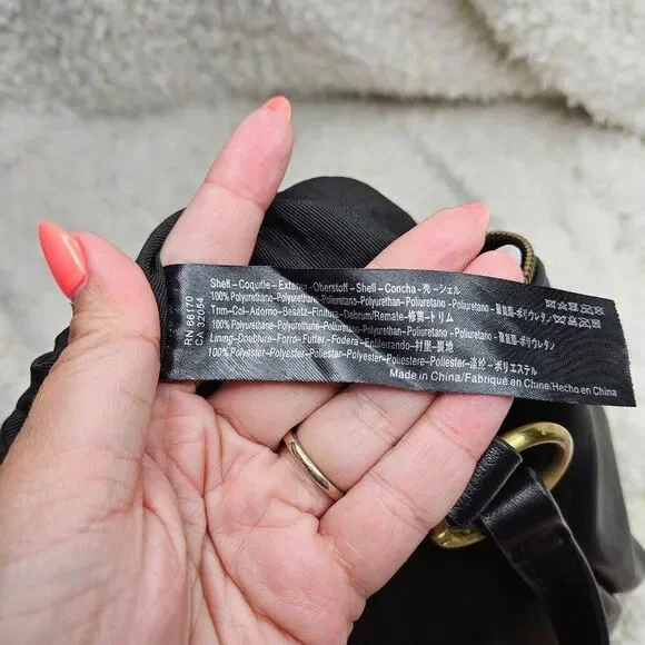 Anthropologie Mabel Black Vegan Leather Hobo Cresent Shape Purse - Picture 7 of 7